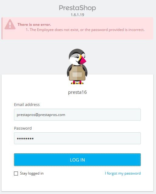 emergency password reset prestashop
